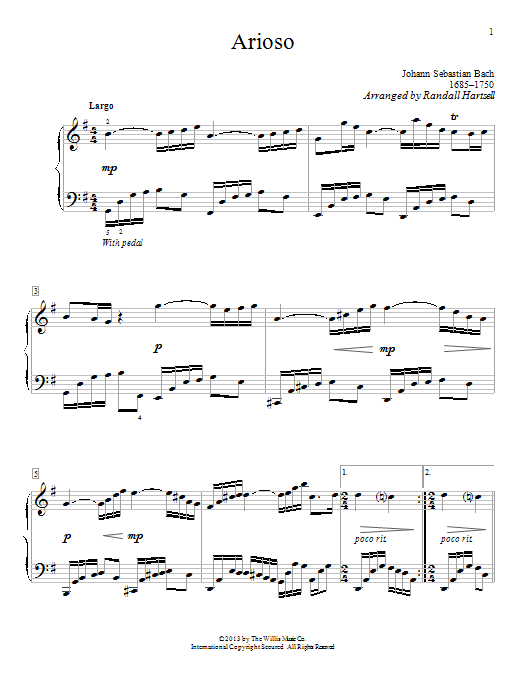 Download J.S. Bach Arioso Sheet Music and learn how to play Piano PDF digital score in minutes