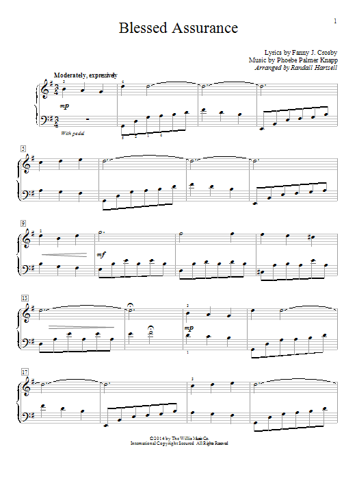 Download Phoebe P. Knapp Blessed Assurance Sheet Music and learn how to play Easy Piano PDF digital score in minutes