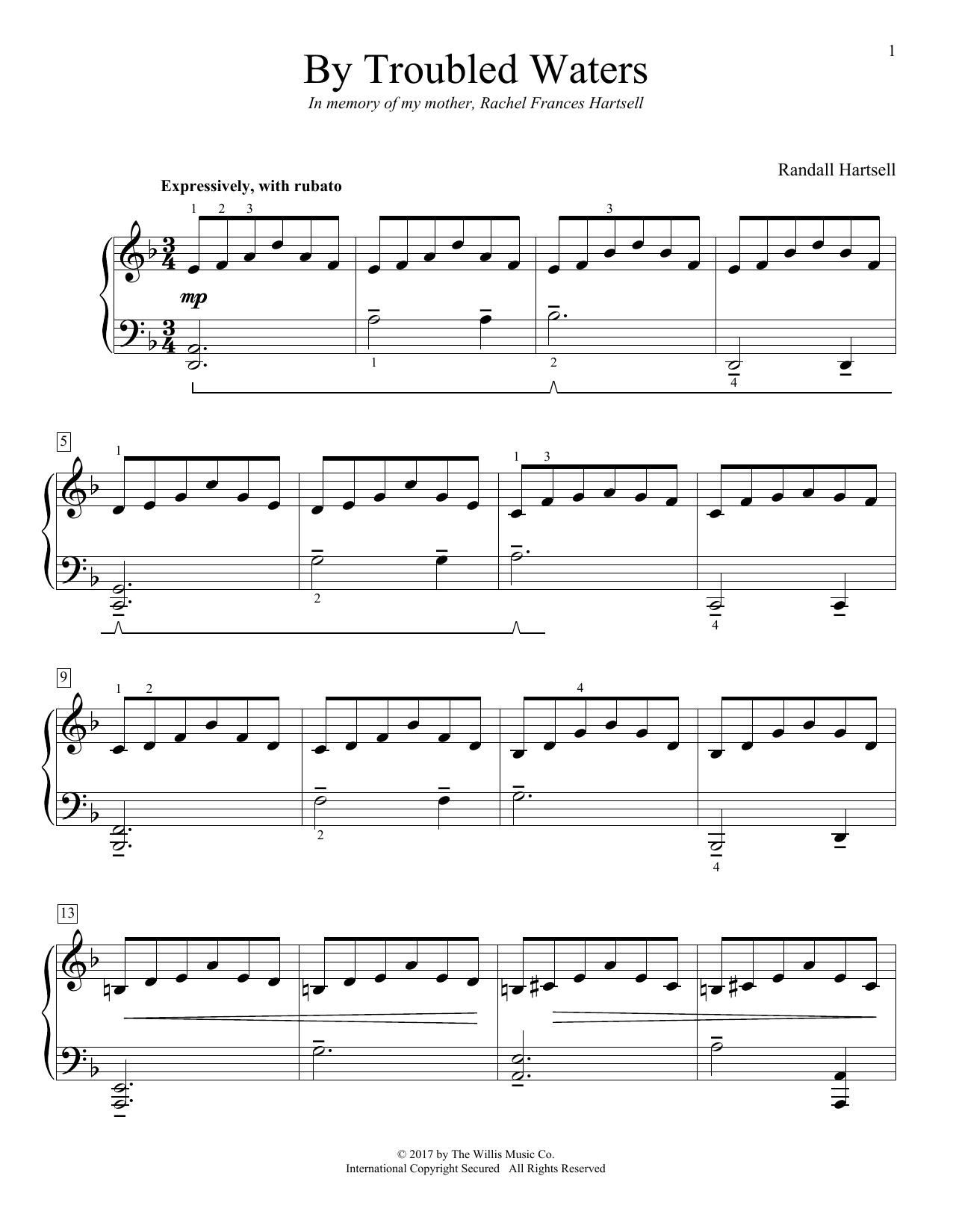 Download Randall Hartsell By Troubled Waters Sheet Music and learn how to play Educational Piano PDF digital score in minutes