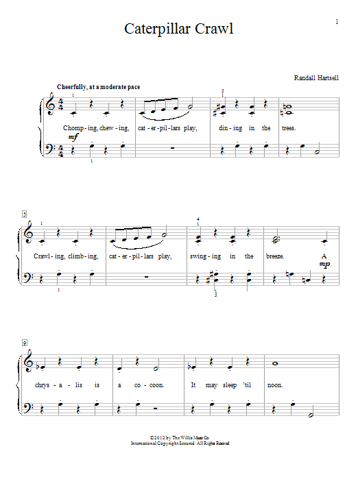 Download Randall Hartsell Caterpillar Crawl Sheet Music and learn how to play Easy Piano PDF digital score in minutes