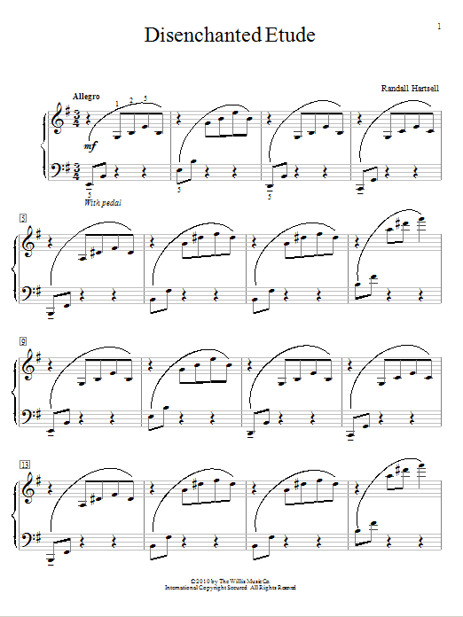 Download Randall Hartsell Disenchanted Etude Sheet Music and learn how to play Easy Piano PDF digital score in minutes