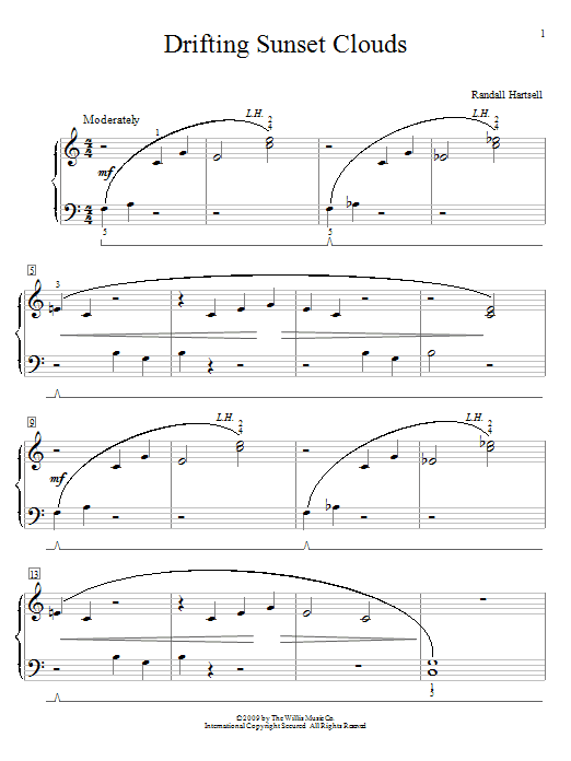 Download Randall Hartsell Drifting Sunset Clouds Sheet Music and learn how to play Easy Piano PDF digital score in minutes