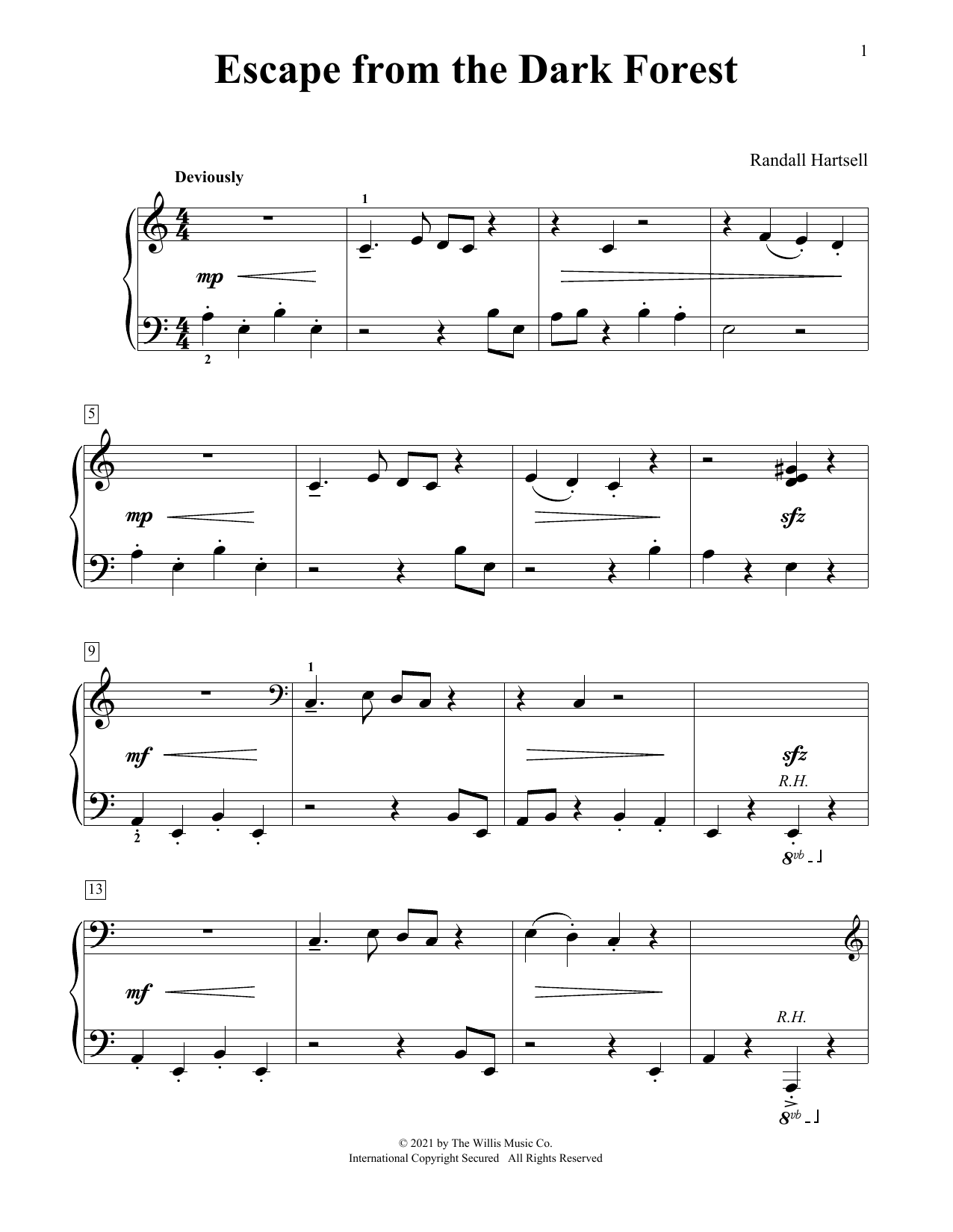 Download Randall Hartsell Escape From The Dark Forest Sheet Music and learn how to play Educational Piano PDF digital score in minutes