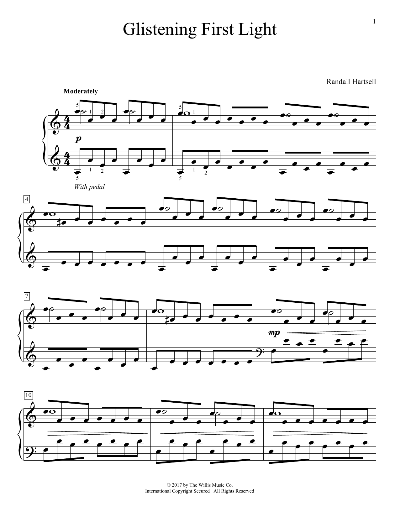 Download Randall Hartsell Glistening First Light Sheet Music and learn how to play Educational Piano PDF digital score in minutes