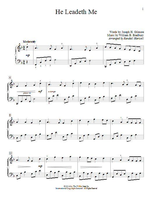 Download Randall Hartsell He Leadeth Me Sheet Music and learn how to play Easy Piano PDF digital score in minutes