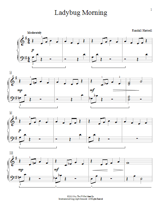 Download Randall Hartsell Ladybug Morning Sheet Music and learn how to play Easy Piano PDF digital score in minutes