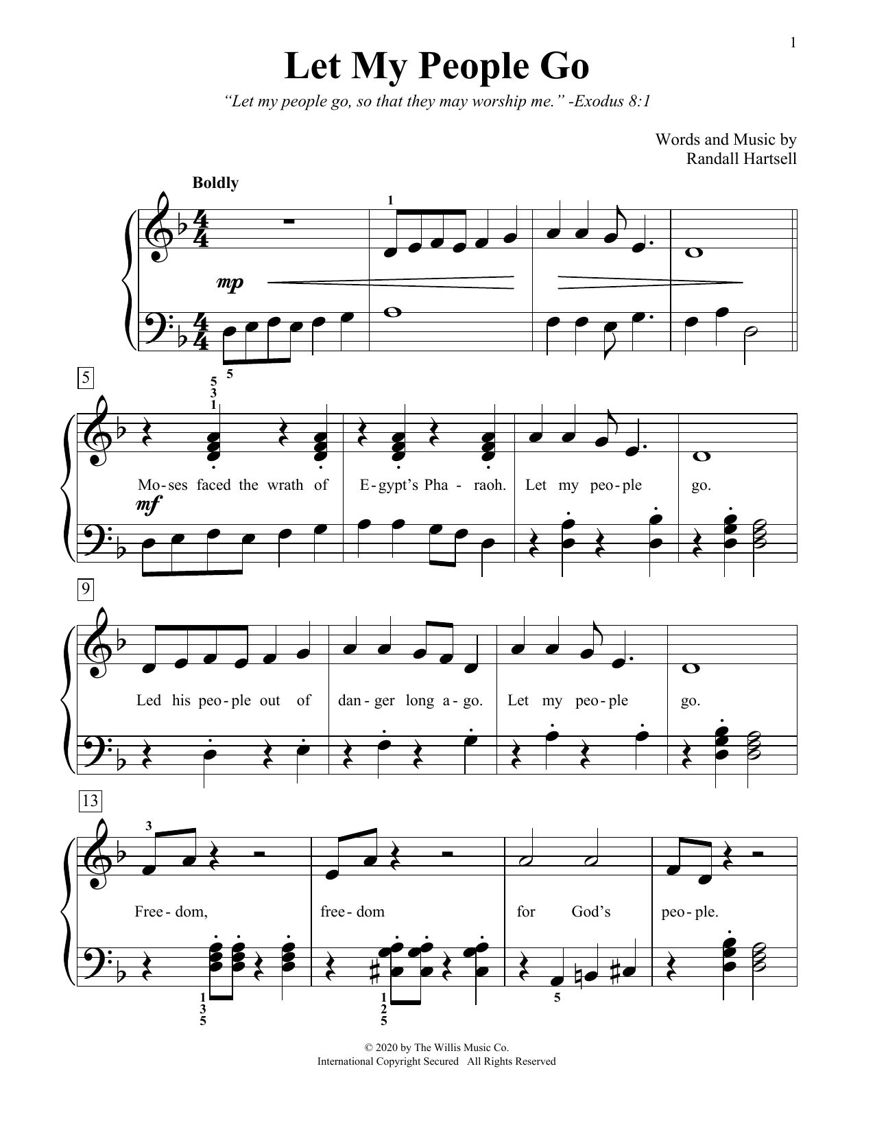 Download Randall Hartsell Let My People Go Sheet Music and learn how to play Educational Piano PDF digital score in minutes