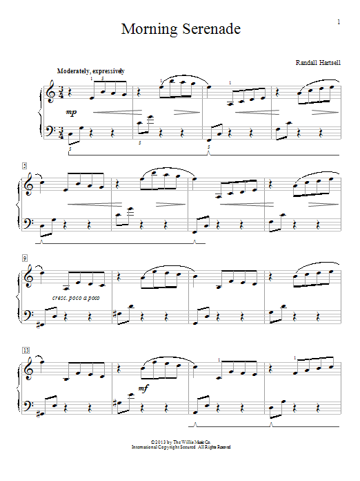 Download Randall Hartsell Morning Serenade Sheet Music and learn how to play Easy Piano PDF digital score in minutes