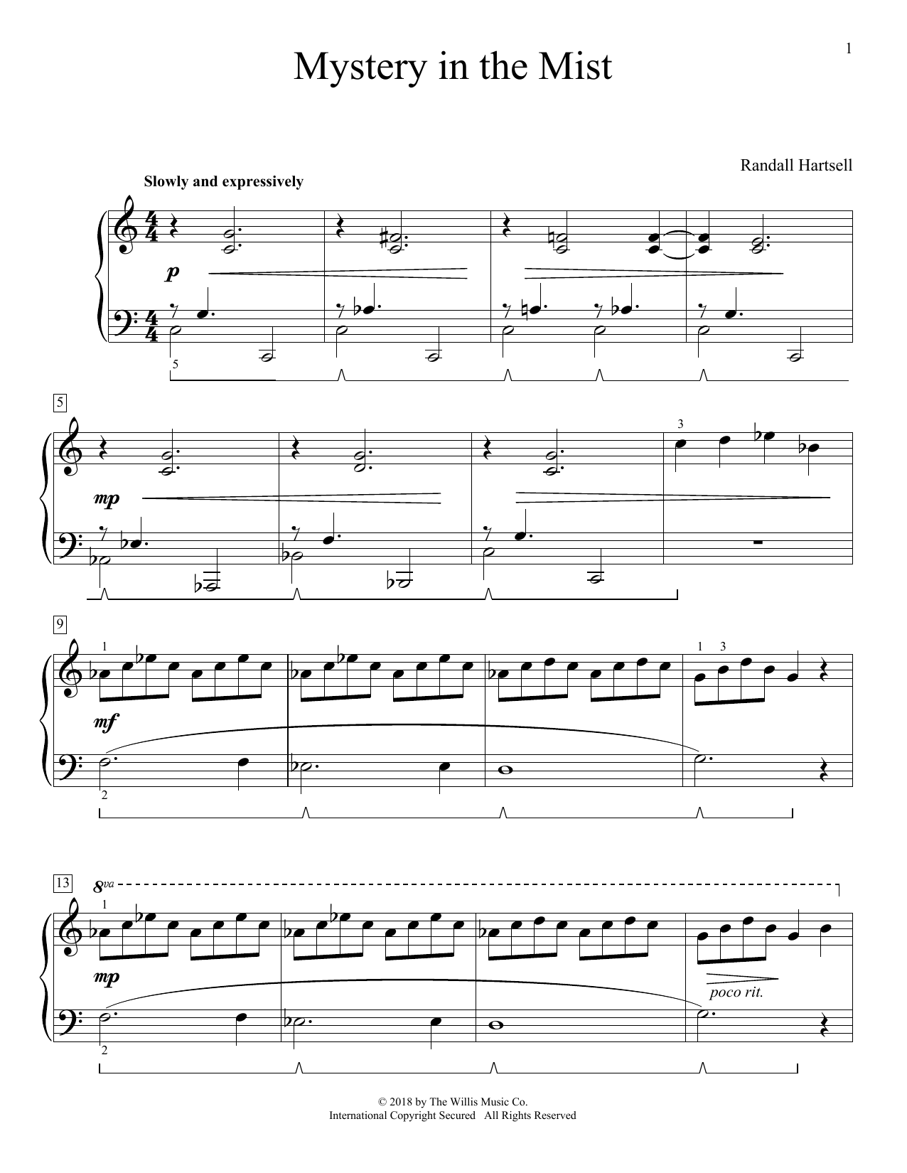 Download Randall Hartsell Mystery In The Mist Sheet Music and learn how to play Educational Piano PDF digital score in minutes