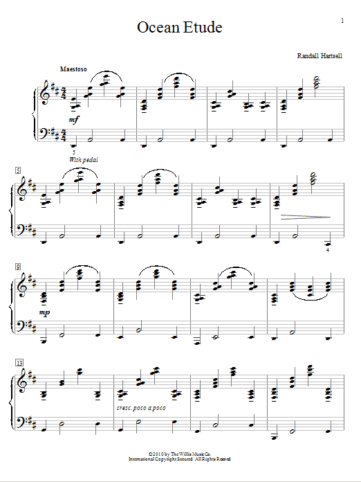 Download Randall Hartsell Ocean Etude Sheet Music and learn how to play Easy Piano PDF digital score in minutes
