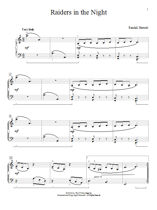 Download Randall Hartsell Raiders In The Night Sheet Music and learn how to play Easy Piano PDF digital score in minutes