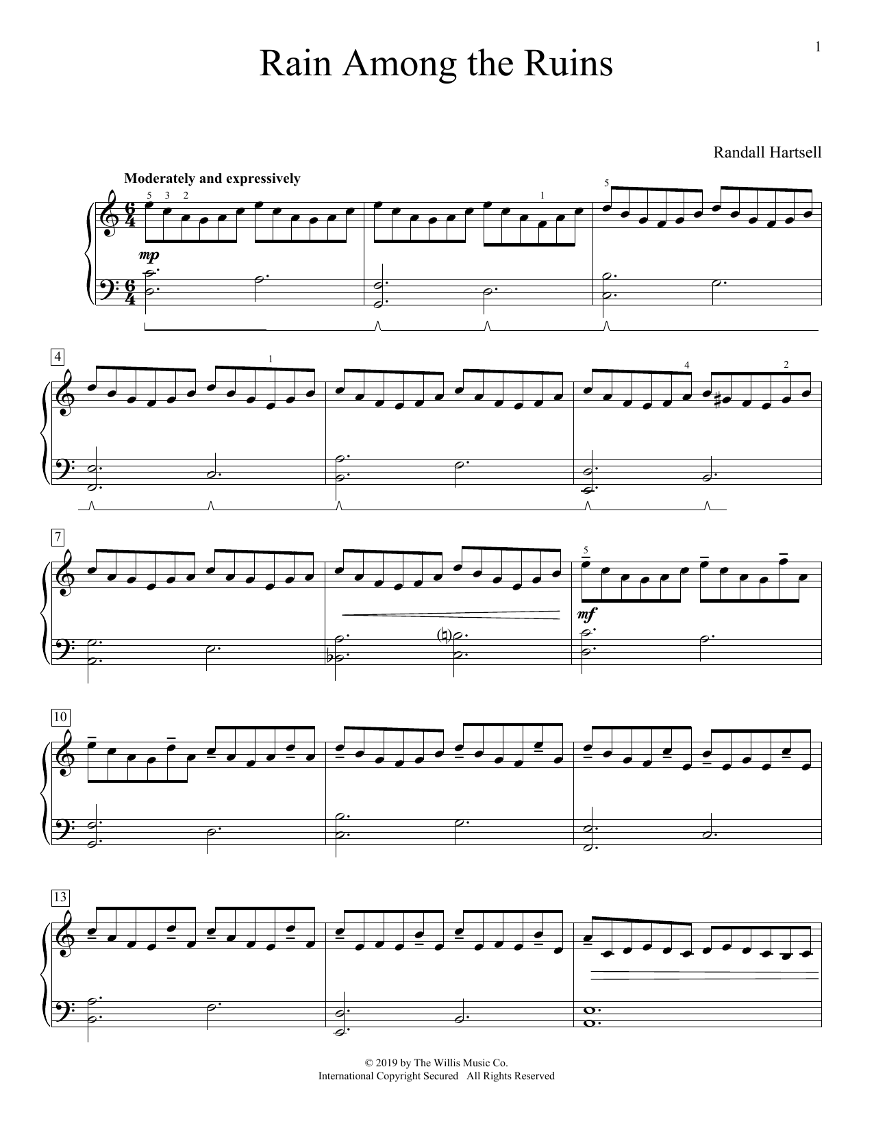 Download Randall Hartsell Rain Among The Ruins Sheet Music and learn how to play Educational Piano PDF digital score in minutes