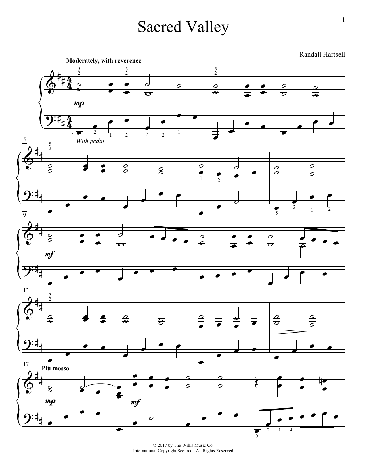 Download Randall Hartsell Sacred Valley Sheet Music and learn how to play Educational Piano PDF digital score in minutes