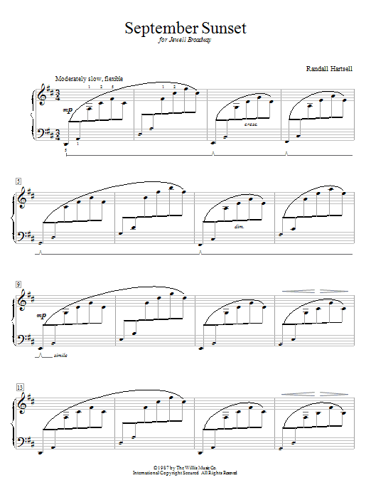 Download Randall Hartsell September Sunset Sheet Music and learn how to play Easy Piano PDF digital score in minutes