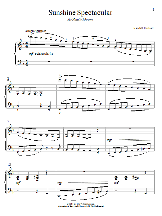 Download Randall Hartsell Sunshine Spectacular Sheet Music and learn how to play Easy Piano PDF digital score in minutes