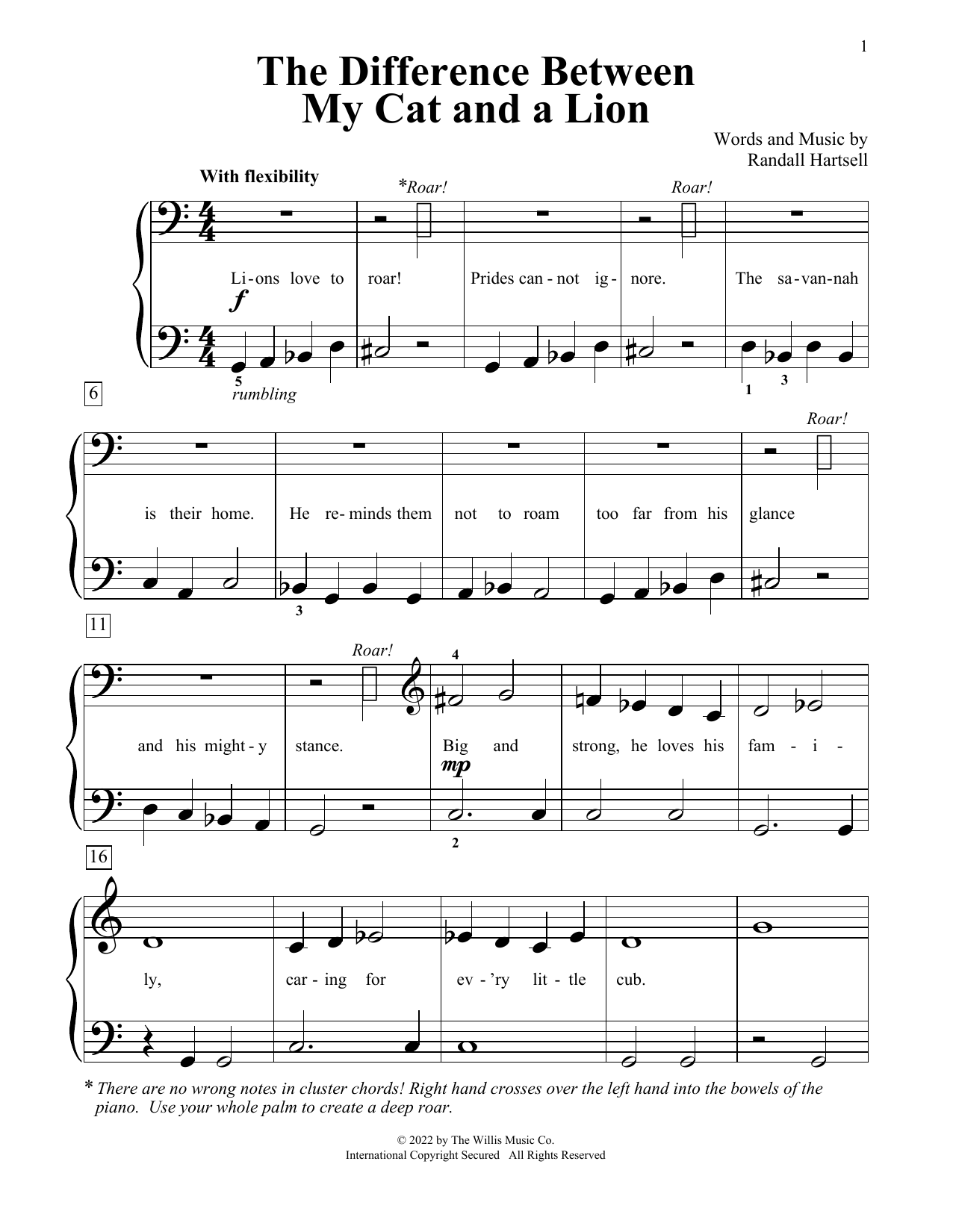 Download Randall Hartsell The Difference Between My Cat And A Lion Sheet Music and learn how to play Educational Piano PDF digital score in minutes