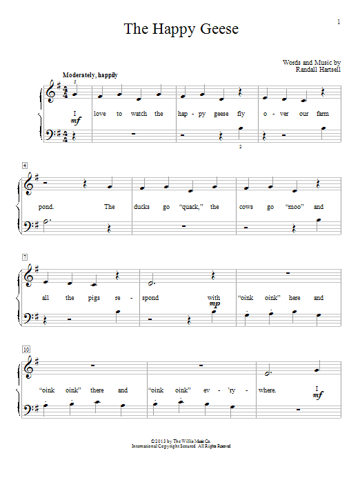 Download Randall Hartsell The Happy Geese Sheet Music and learn how to play Easy Piano PDF digital score in minutes