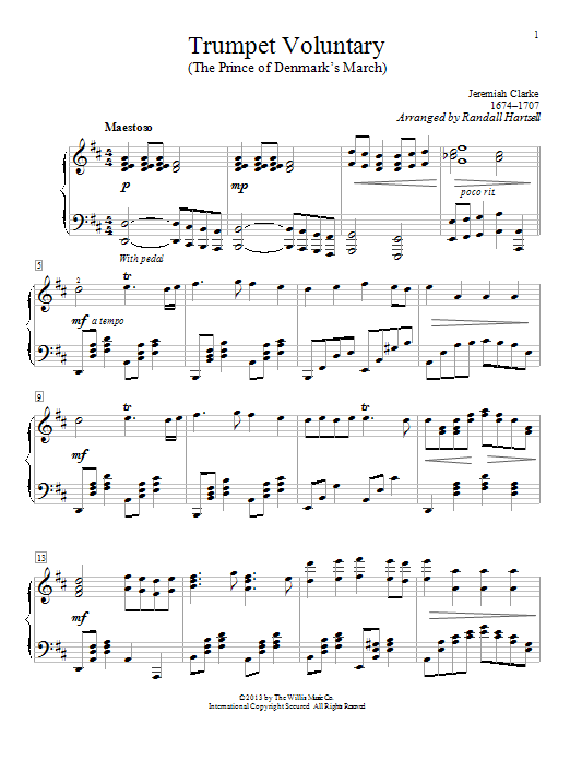 Download Jeremiah Clarke Trumpet Voluntary Sheet Music and learn how to play Piano PDF digital score in minutes