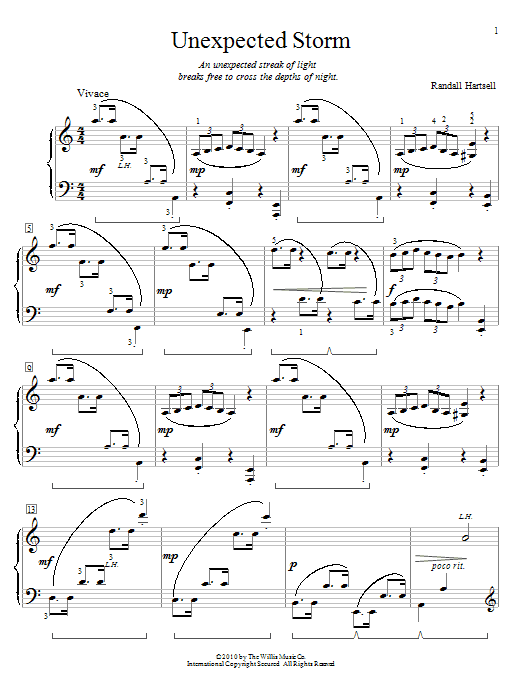 Download Randall Hartsell Unexpected Storm Sheet Music and learn how to play Easy Piano PDF digital score in minutes