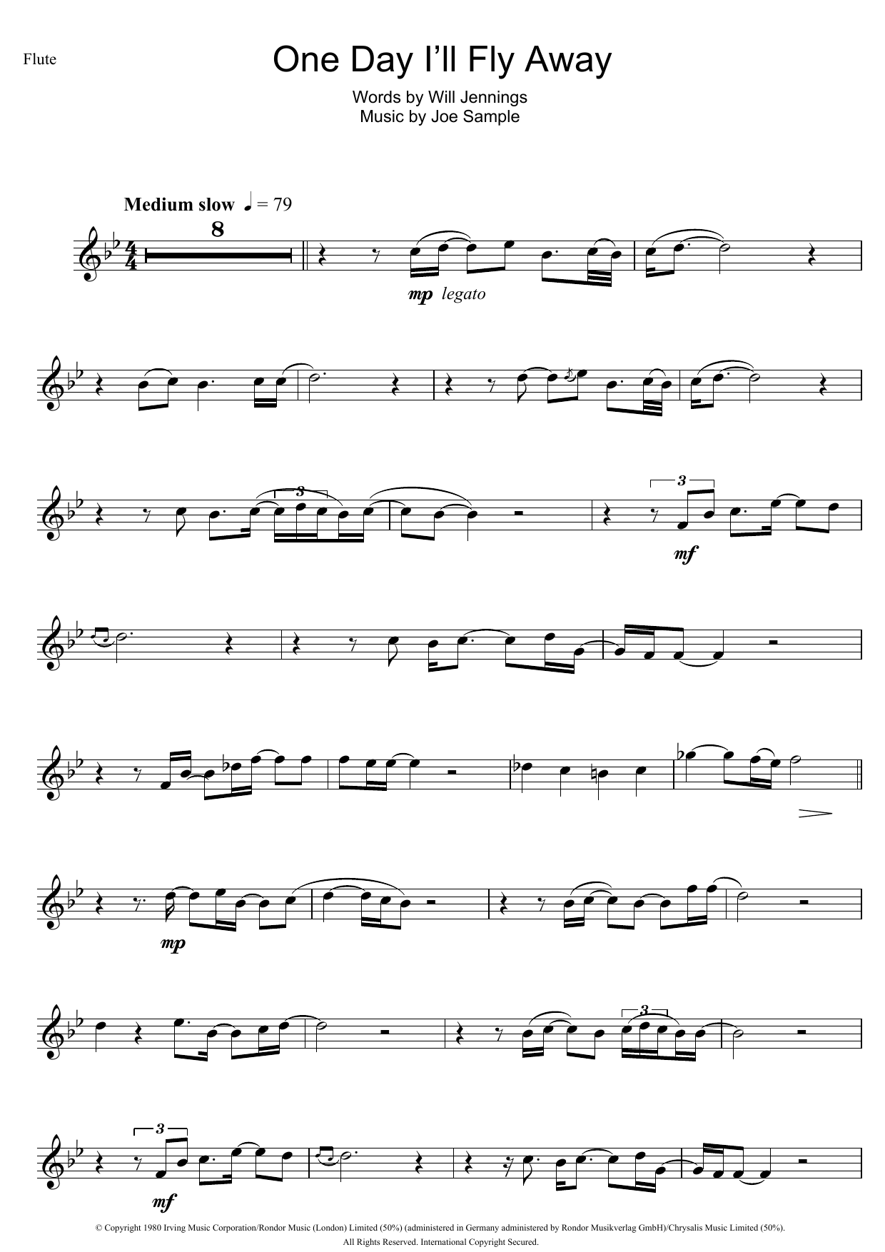 Download Randy Crawford One Day I'll Fly Away Sheet Music and learn how to play Alto Saxophone PDF digital score in minutes