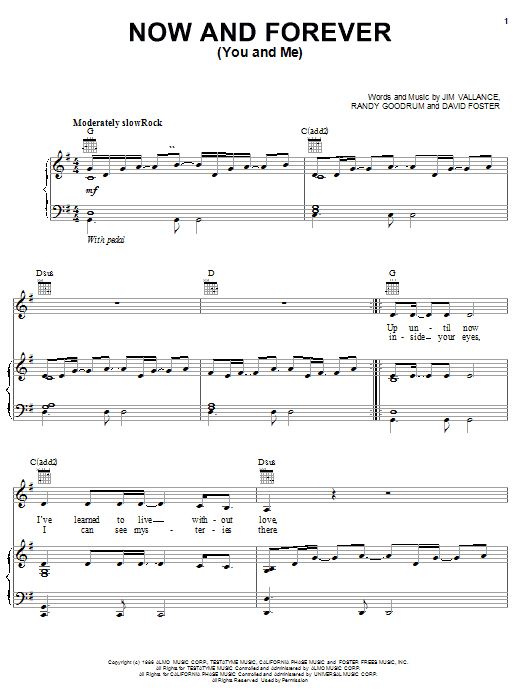 Download Randy Goodrum Now And Forever (You And Me) Sheet Music and learn how to play Lyrics & Chords PDF digital score in minutes