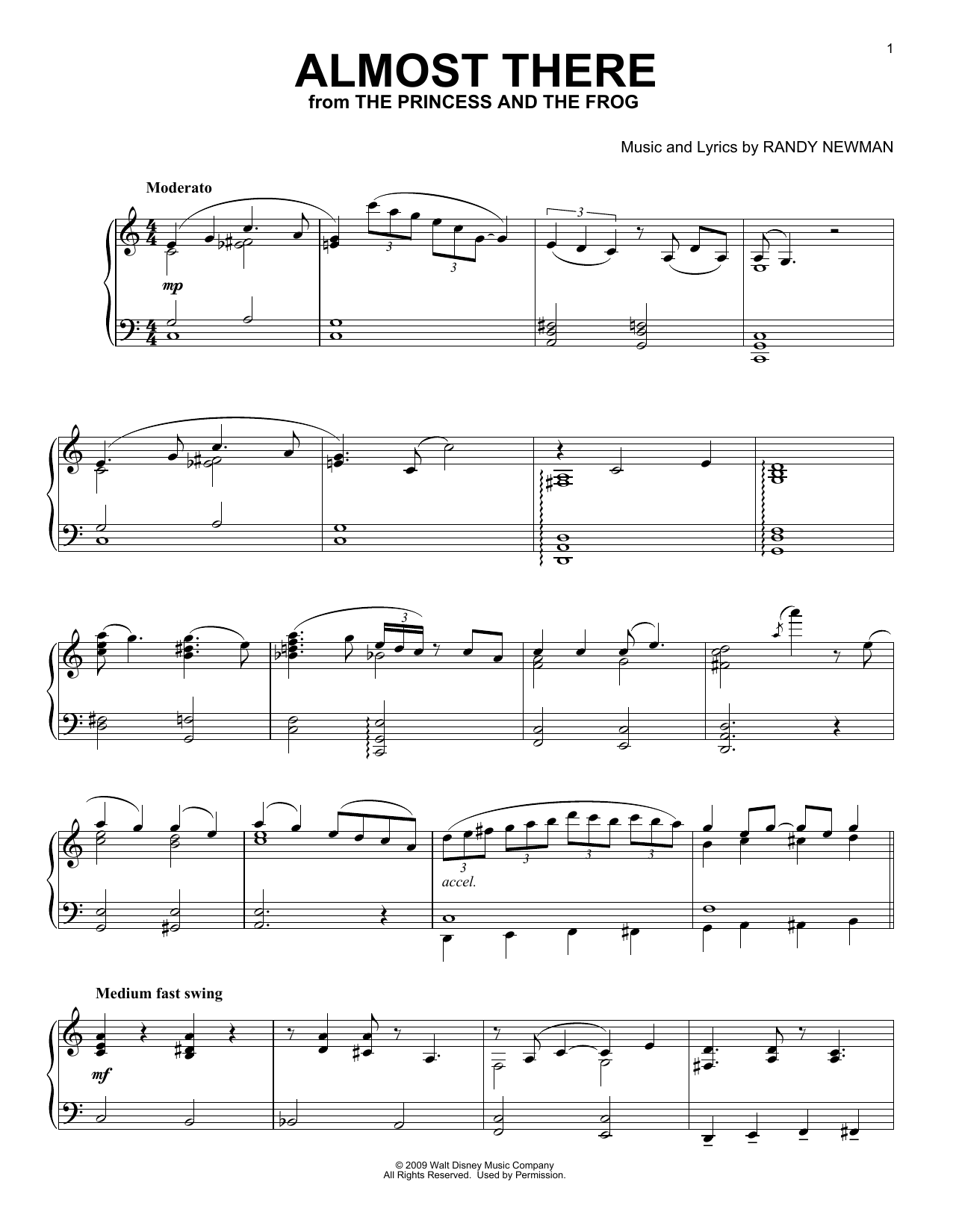 Download Randy Newman Almost There (from The Princess And The Frog) [Classical version] Sheet Music and learn how to play Piano Solo PDF digital score in minutes