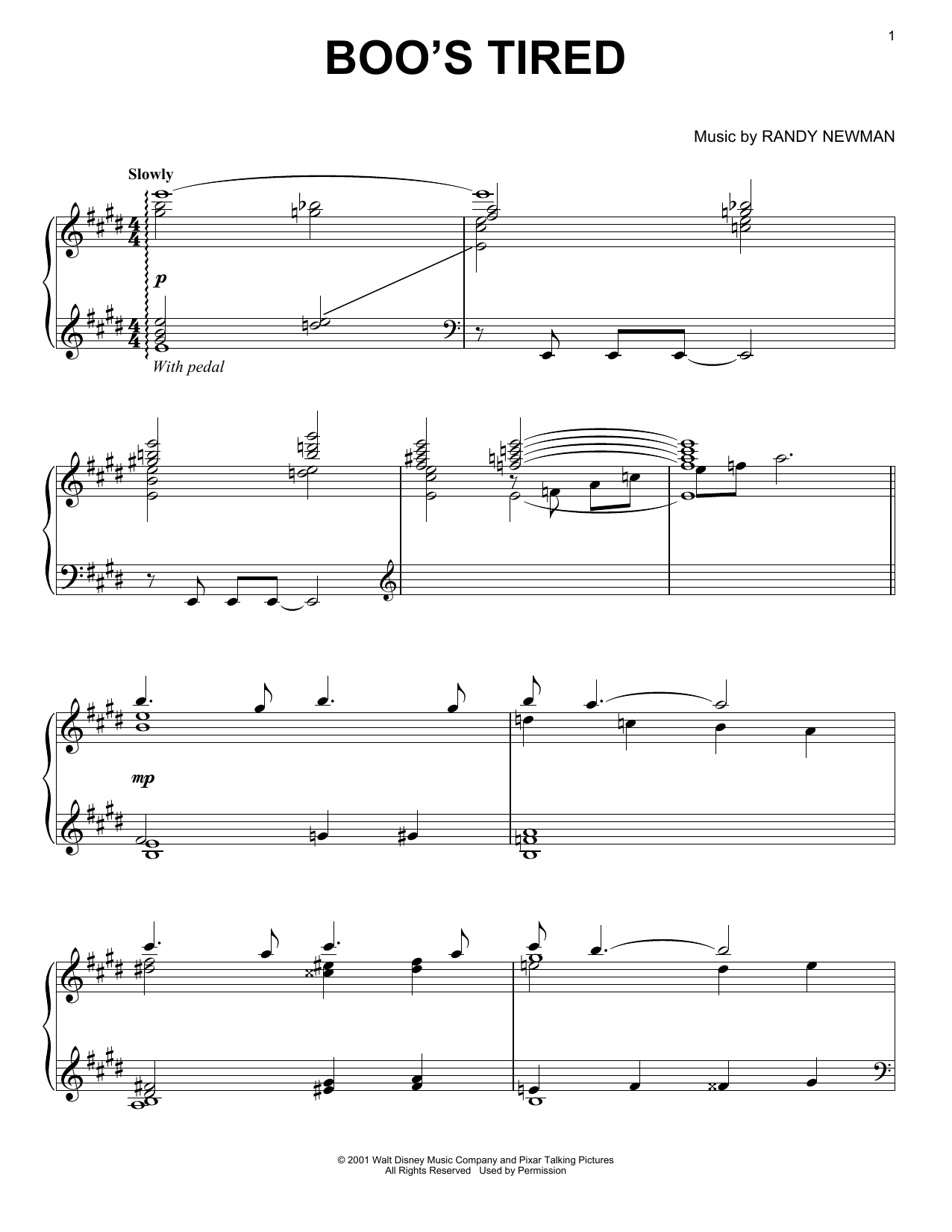 Download Randy Newman Boo's Tired Sheet Music and learn how to play Piano PDF digital score in minutes