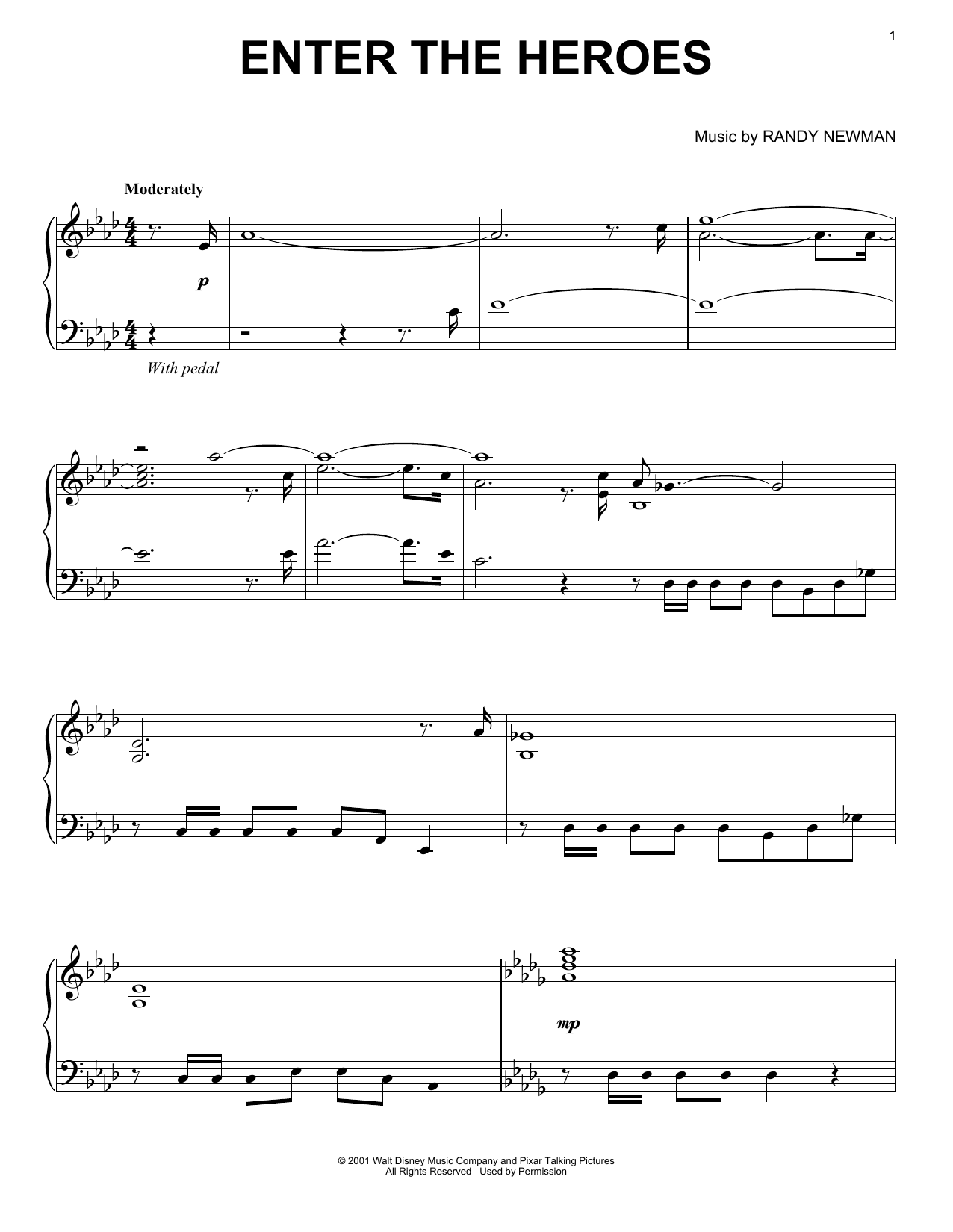 Download Randy Newman Enter The Heroes Sheet Music and learn how to play Piano PDF digital score in minutes