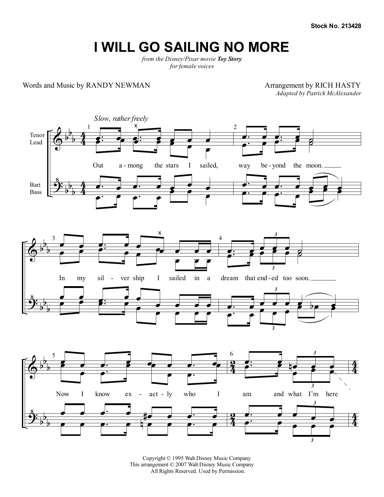 Download Randy Newman I Will Go Sailing No More (arr. Richard Hasty) Sheet Music and learn how to play SATB Choir PDF digital score in minutes