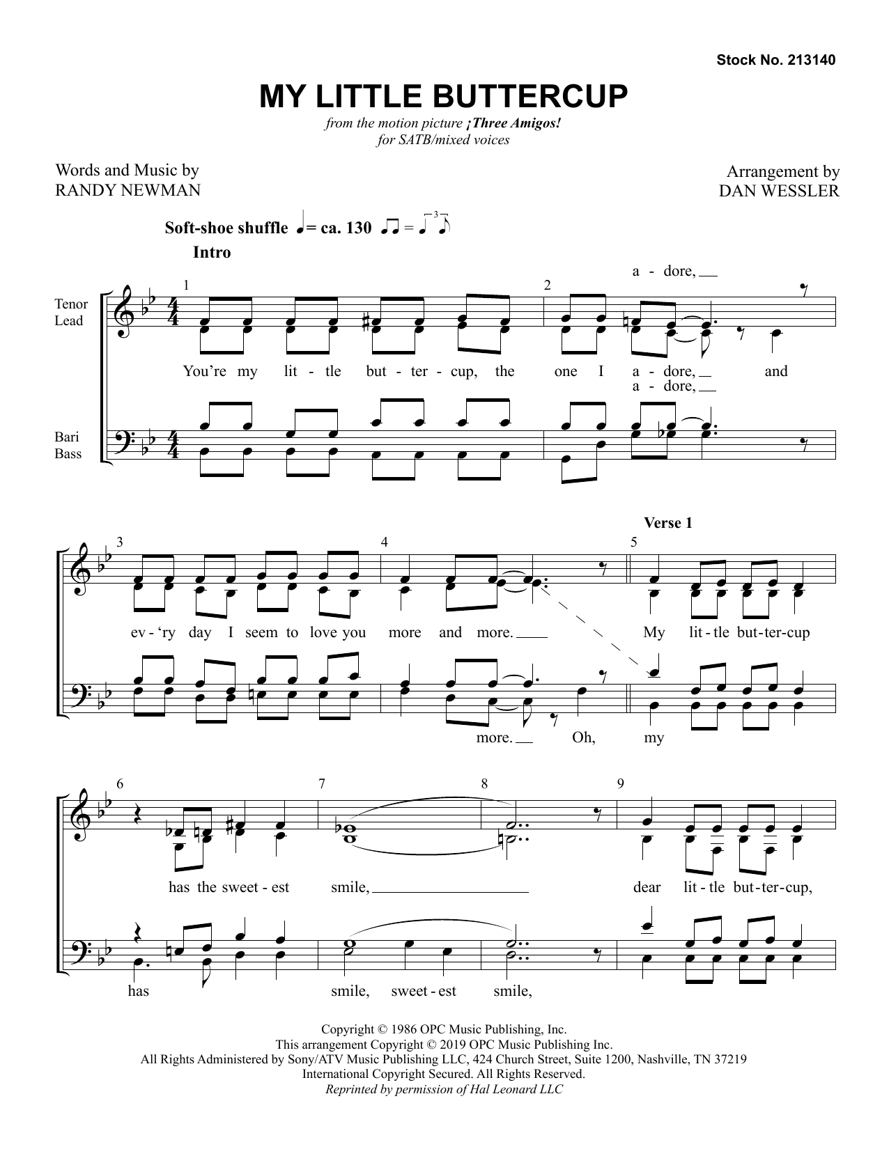 Download Randy Newman My Little Buttercup (arr. Dan Wessler) Sheet Music and learn how to play TTBB Choir PDF digital score in minutes