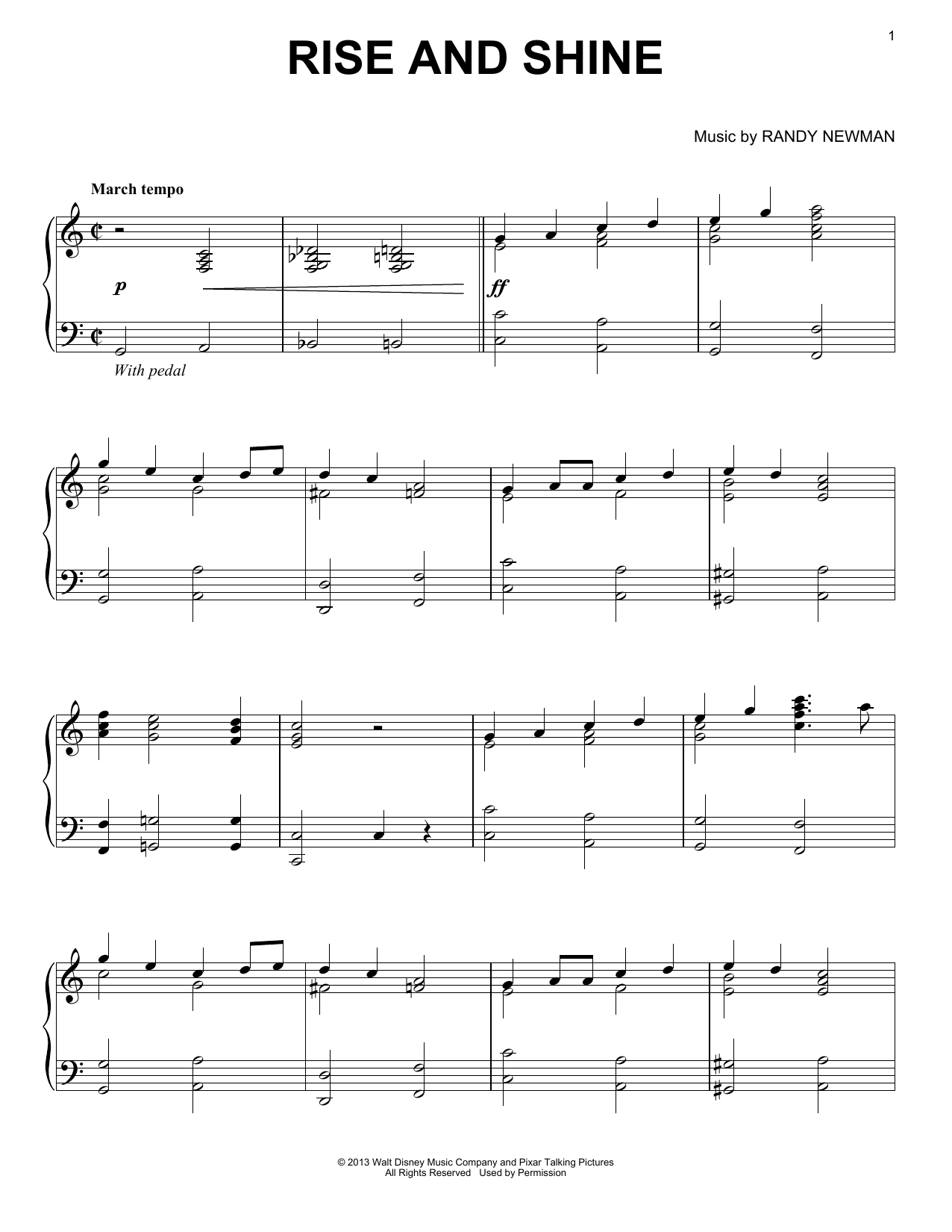 Download Randy Newman Rise And Shine Sheet Music and learn how to play Piano PDF digital score in minutes