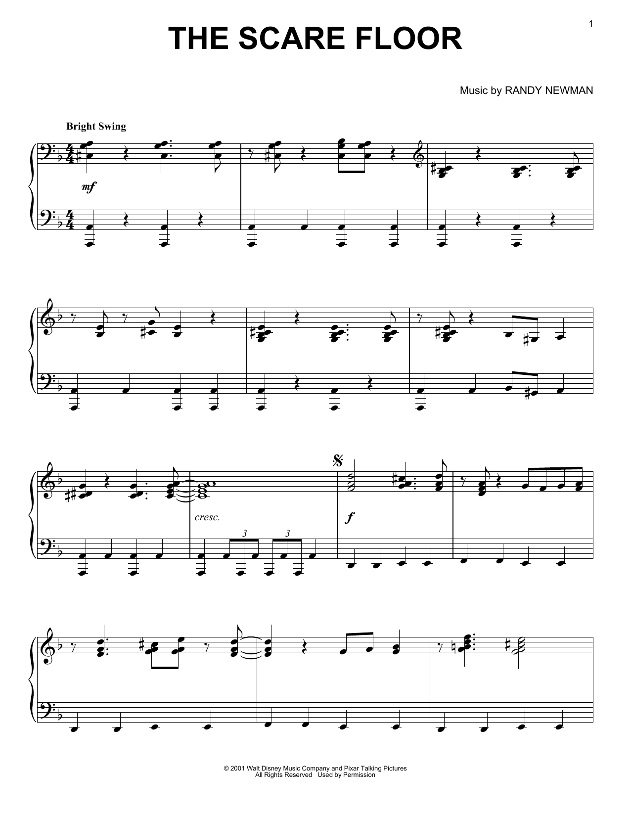 Download Randy Newman The Scare Floor Sheet Music and learn how to play Piano PDF digital score in minutes