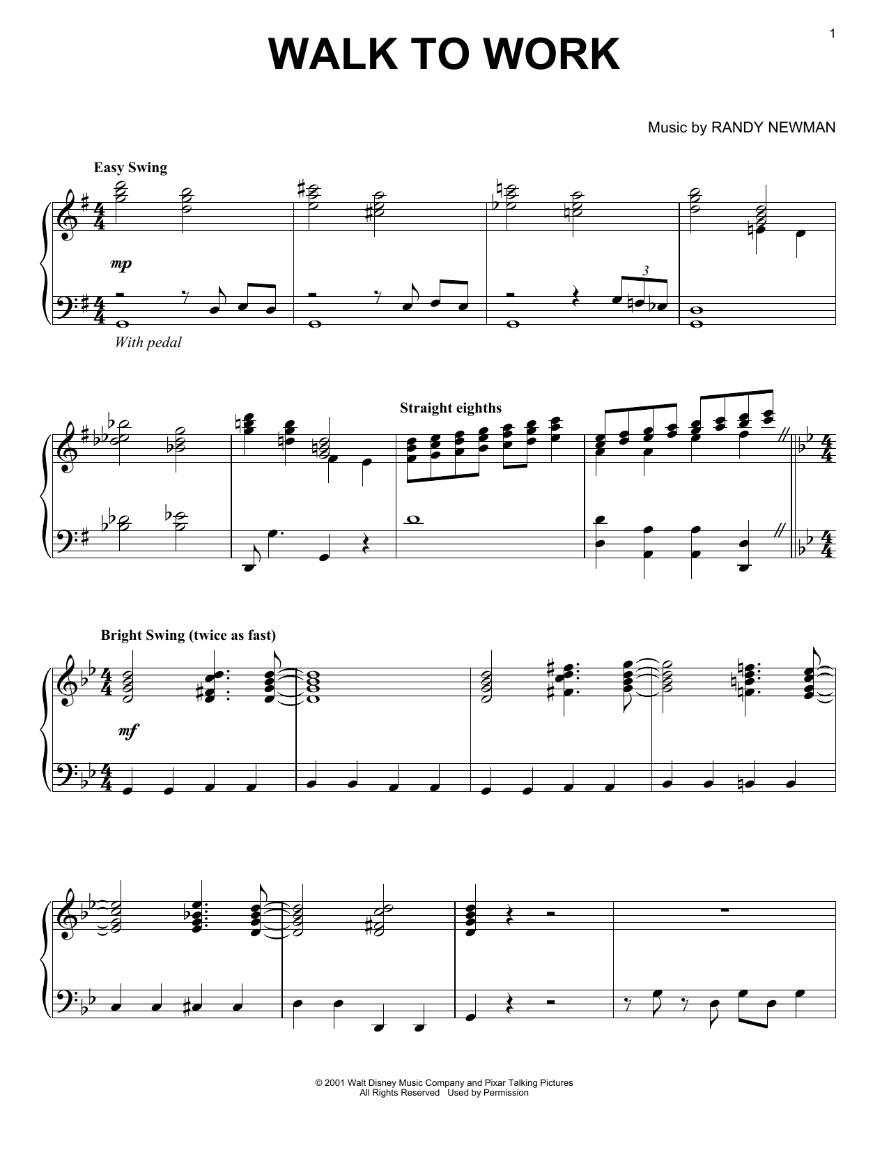 Download Randy Newman Walk To Work Sheet Music and learn how to play Piano PDF digital score in minutes