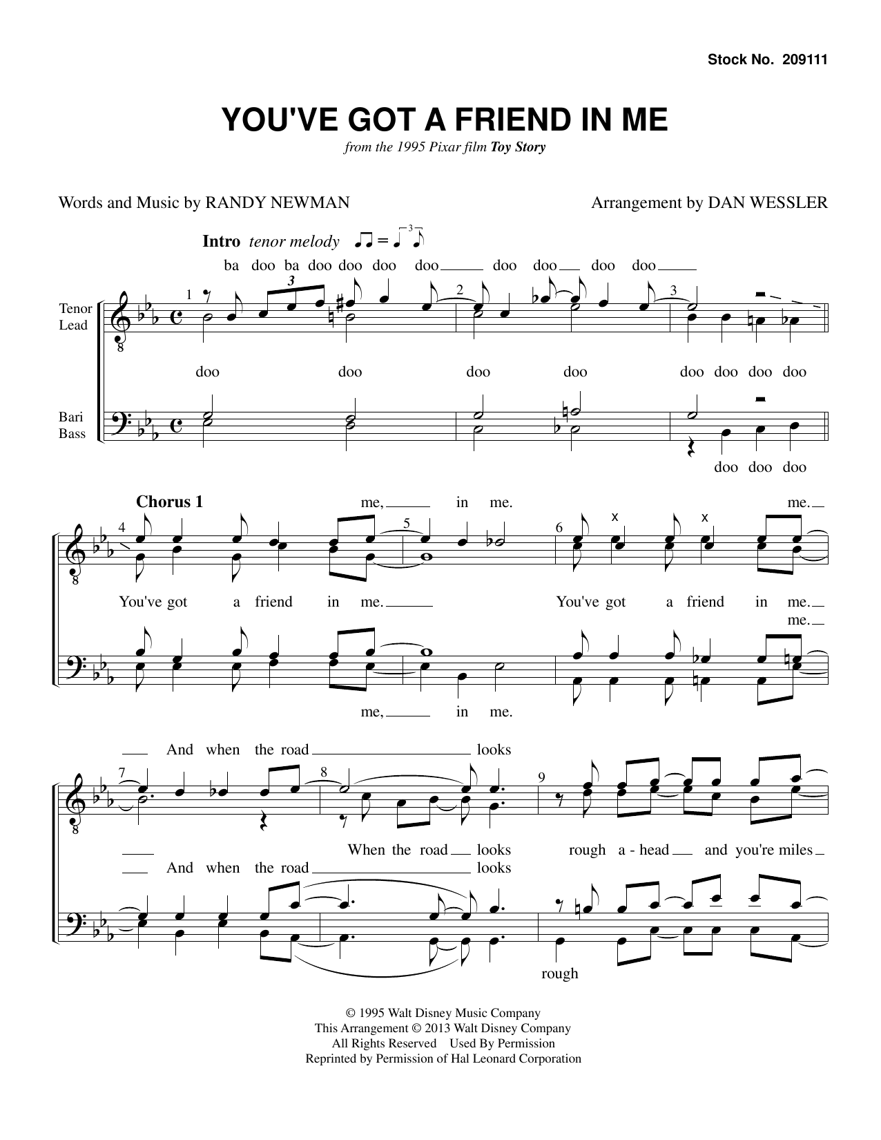 Download Randy Newman You've Got A Friend In Me (from Toy Story) (arr. Dan Wessler) Sheet Music and learn how to play SATB Choir PDF digital score in minutes