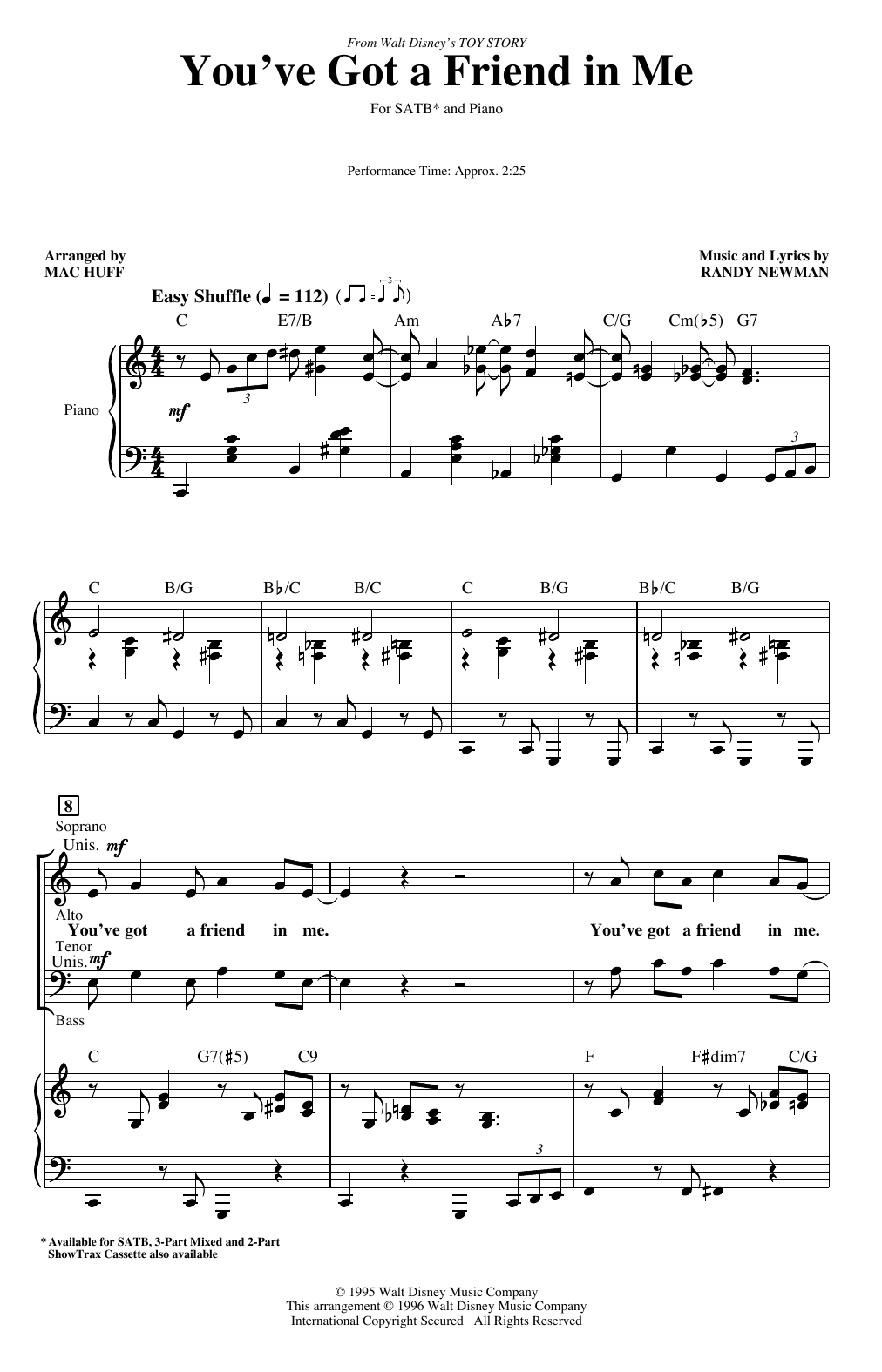 Download Randy Newman You've Got A Friend In Me (from Toy Story) (arr. Mac Huff) Sheet Music and learn how to play SSA Choir PDF digital score in minutes