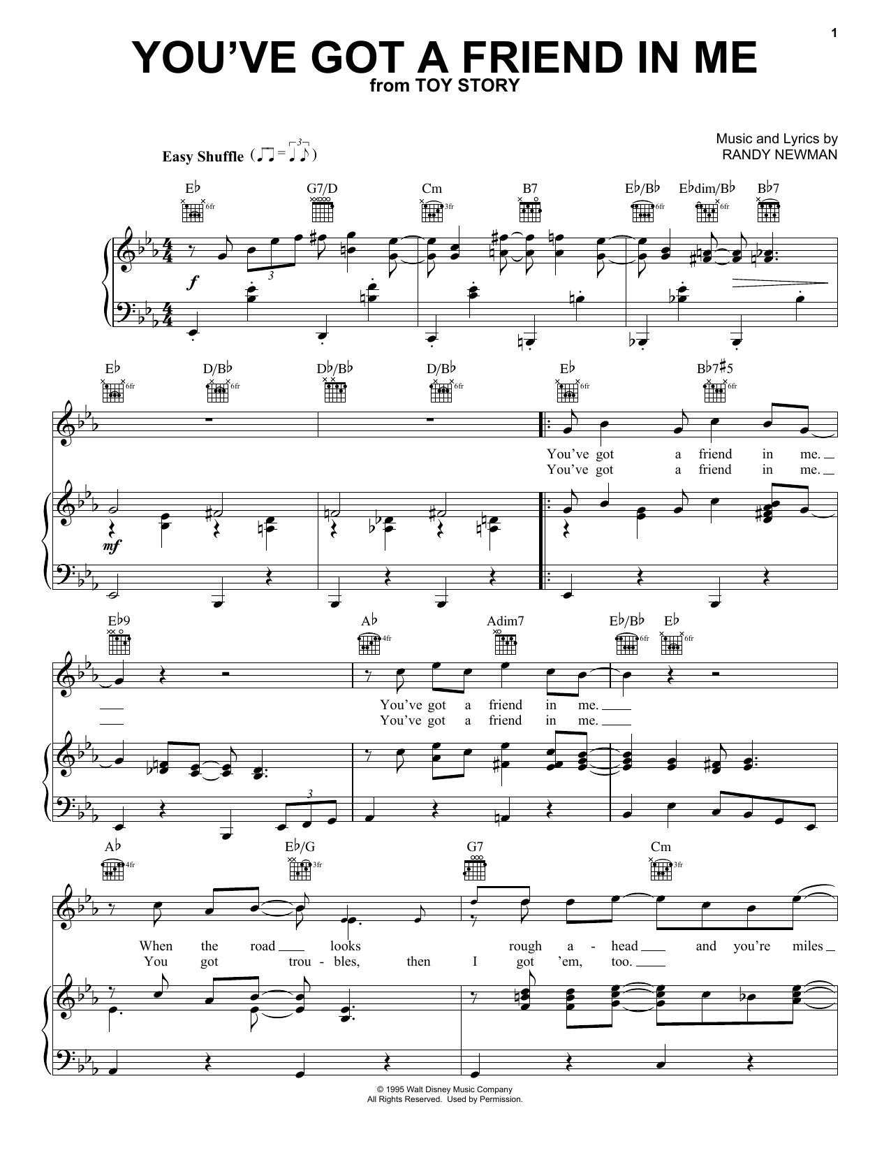 Download Randy Newman You've Got A Friend In Me Sheet Music and learn how to play Piano, Vocal & Guitar (Right-Hand Melody) PDF digital score in minutes