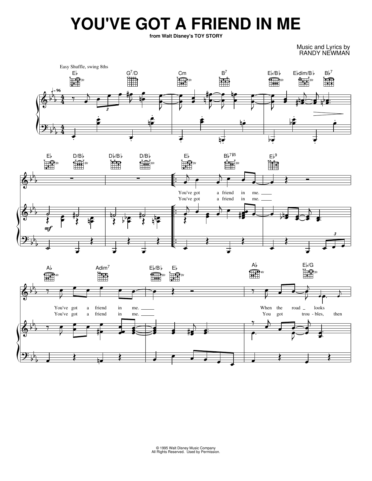 Download Randy Newman You've Got A Friend In Me Sheet Music and learn how to play Piano, Vocal & Guitar Chords (Right-Hand Melody) PDF digital score in minutes