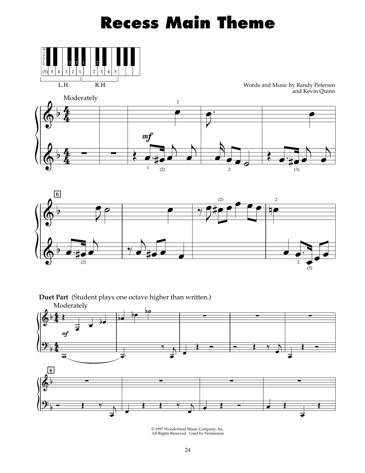 Download Randy Petersen Recess Main Theme Sheet Music and learn how to play 5-Finger Piano PDF digital score in minutes