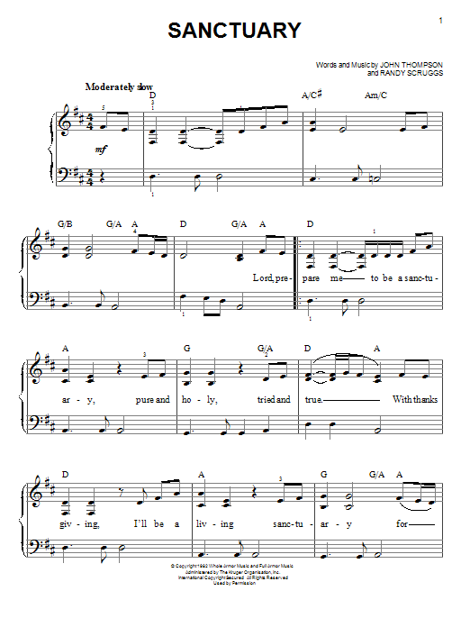 Download Randy Scruggs Sanctuary Sheet Music and learn how to play Easy Piano PDF digital score in minutes