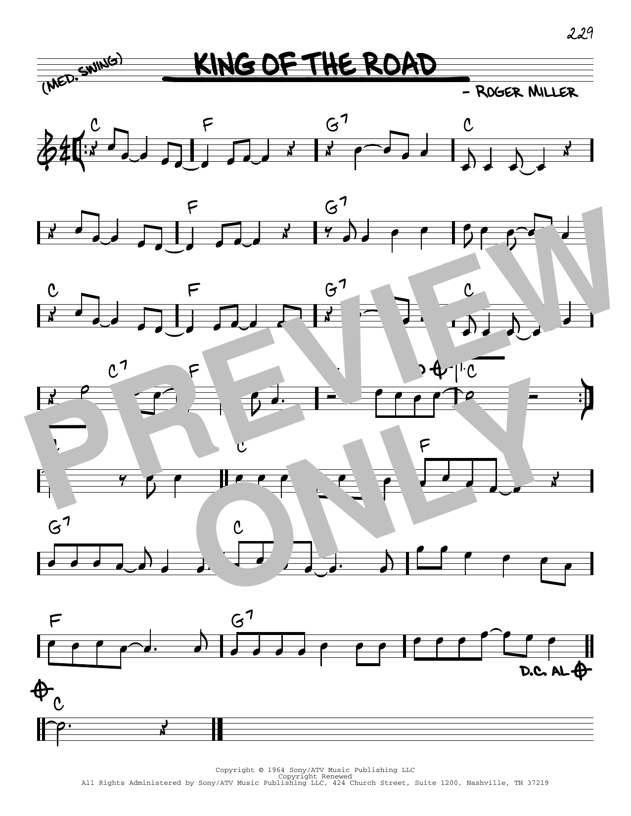 Download Randy Travis King Of The Road Sheet Music and learn how to play Real Book – Melody & Chords PDF digital score in minutes