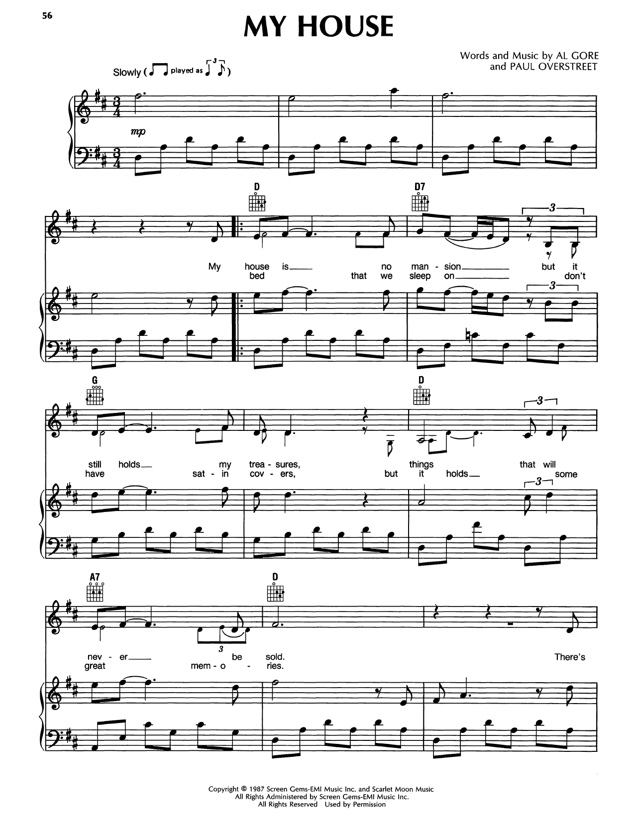 Download Randy Travis My House Sheet Music and learn how to play Piano, Vocal & Guitar Chords (Right-Hand Melody) PDF digital score in minutes
