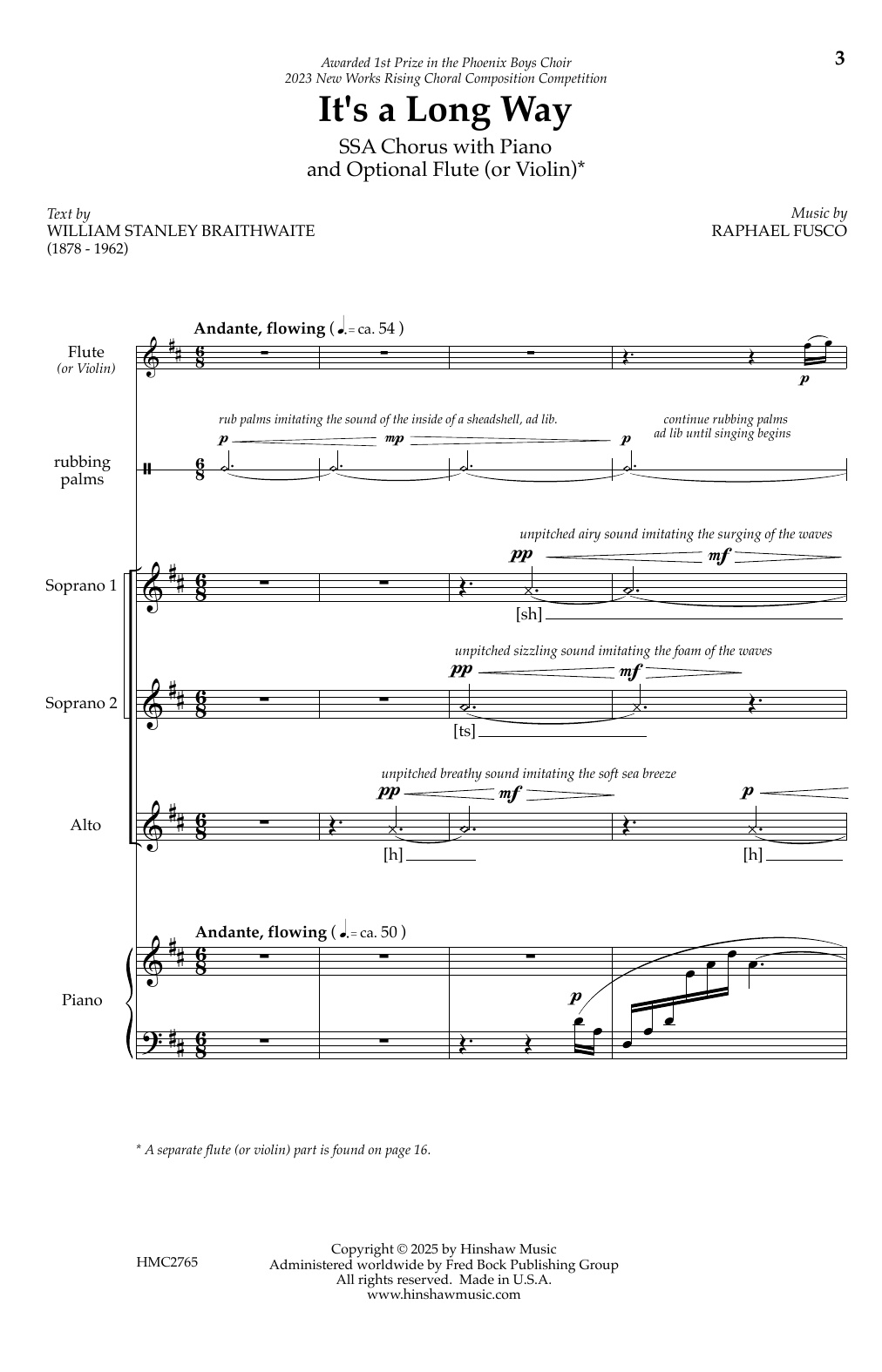 Download Rafael Fusco It's a Long Way Sheet Music and learn how to play SSA Choir PDF digital score in minutes