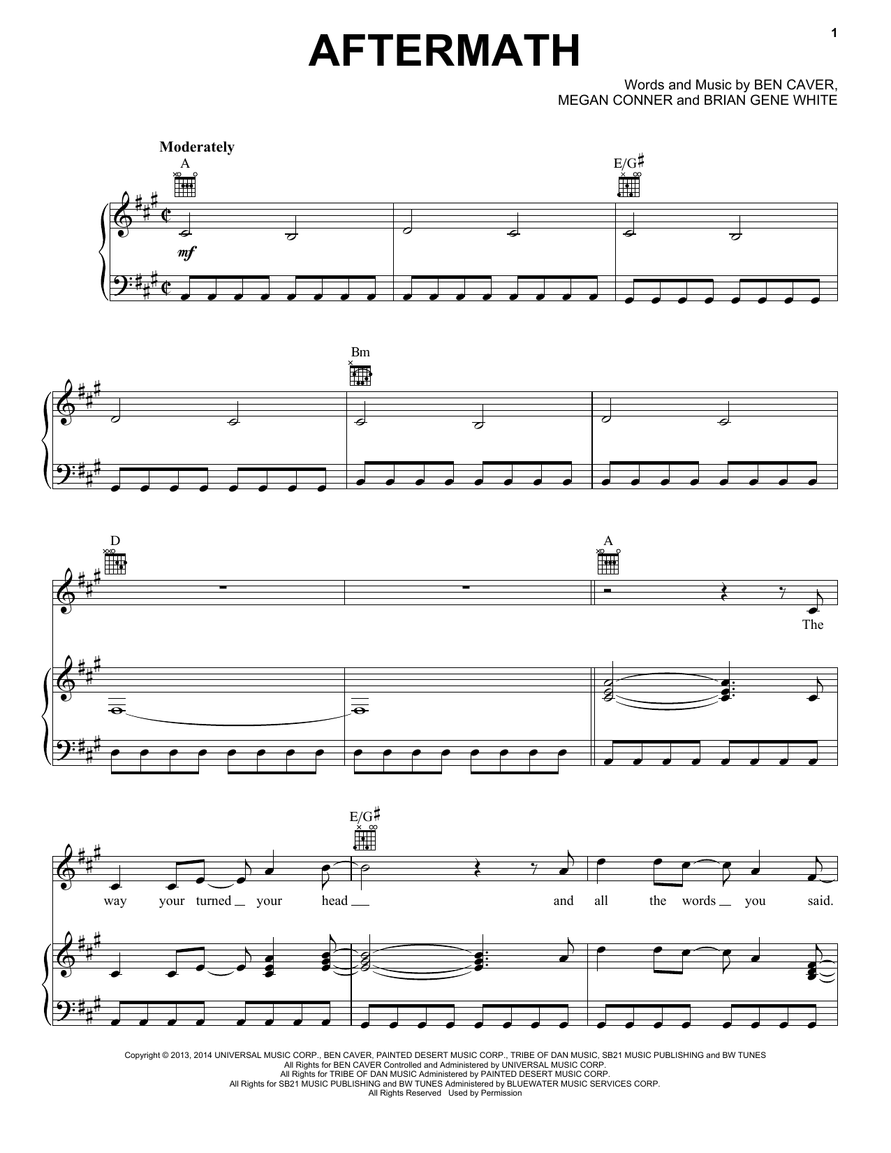 Download Rascal Flatts Aftermath Sheet Music and learn how to play Piano, Vocal & Guitar (Right-Hand Melody) PDF digital score in minutes