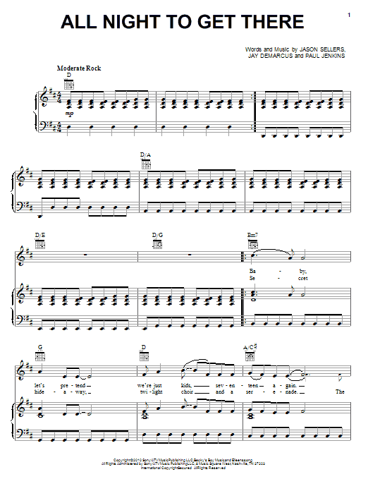 Download Rascal Flatts All Night To Get There Sheet Music and learn how to play Piano, Vocal & Guitar (Right-Hand Melody) PDF digital score in minutes