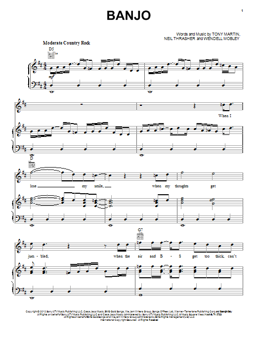 Download Rascal Flatts Banjo Sheet Music and learn how to play Piano, Vocal & Guitar (Right-Hand Melody) PDF digital score in minutes