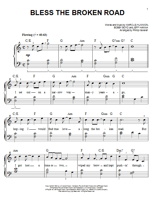 Download Rascal Flatts Bless The Broken Road Sheet Music and learn how to play Easy Piano PDF digital score in minutes
