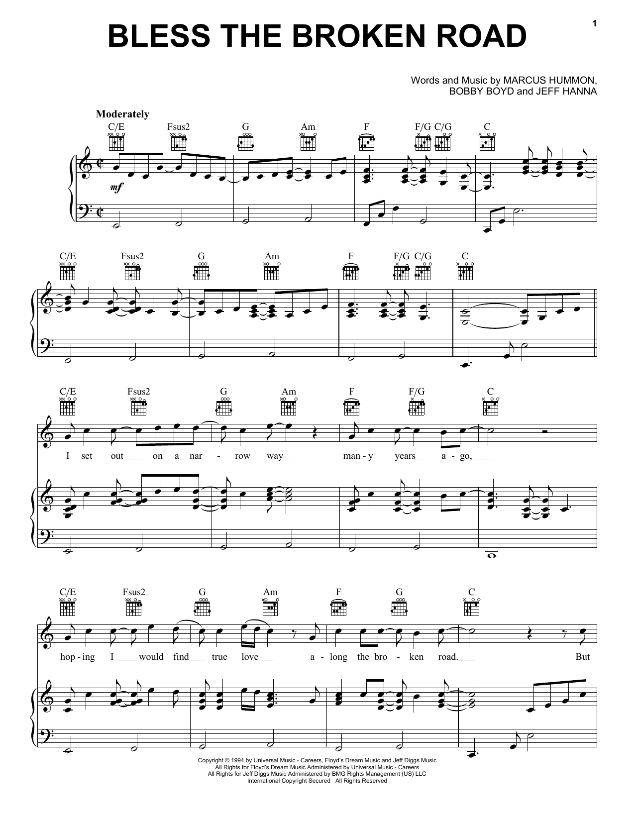 Download Rascal Flatts Bless The Broken Road Sheet Music and learn how to play Piano (Big Notes) PDF digital score in minutes