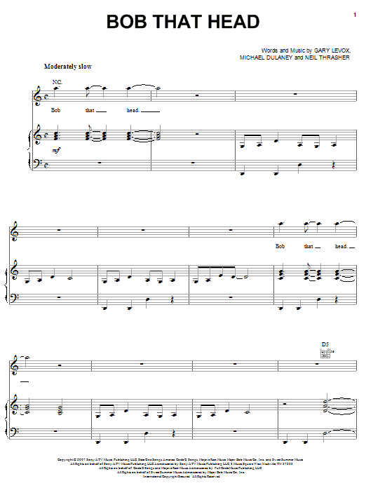 Download Rascal Flatts Bob That Head Sheet Music and learn how to play Piano, Vocal & Guitar (Right-Hand Melody) PDF digital score in minutes
