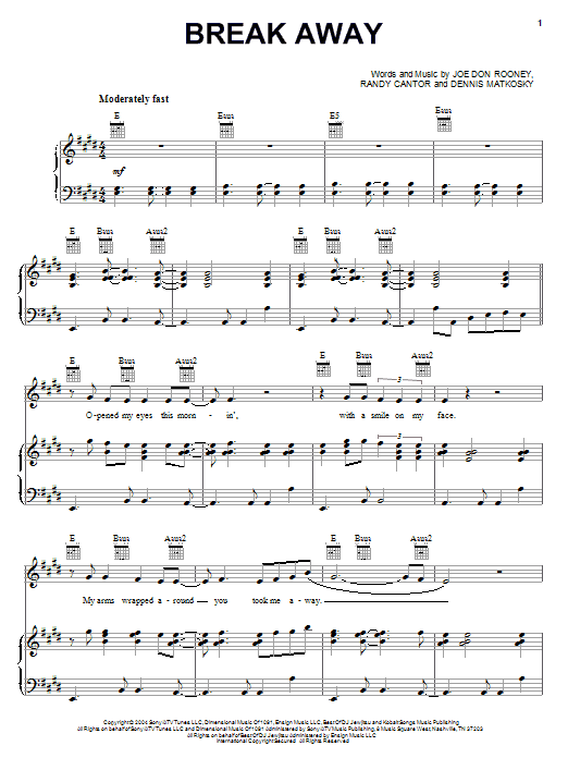 Download Rascal Flatts Break Away Sheet Music and learn how to play Piano, Vocal & Guitar (Right-Hand Melody) PDF digital score in minutes