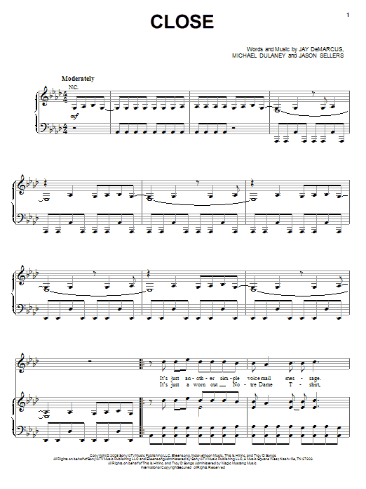 Download Rascal Flatts Close Sheet Music and learn how to play Piano, Vocal & Guitar (Right-Hand Melody) PDF digital score in minutes